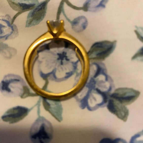 size 11 Adjustable CZ Diamond 18kt Gold Plated Ring - Picture 3 of 3